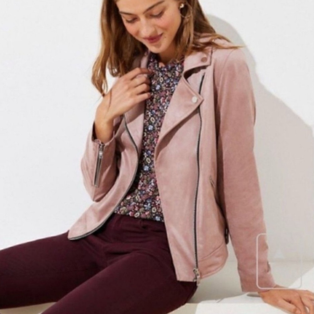 Blush Pink Ann Taylor Loft Sueded Fabric Jacket